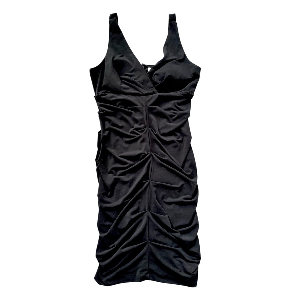 Roulette Black Ruched LBD Bodycon Cocktail Party Dress Size 12 NWT
